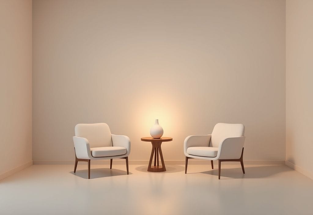 3D illustration of a cozy therapy room representing what to expect in relationship anxiety sessions
