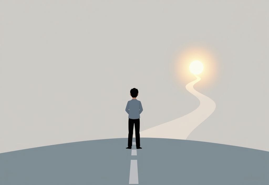 Illustration of a person facing emotional crossroads, symbolizing the impact of therapy on relationship anxiety