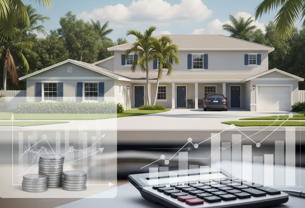 Florida rental property with subtle finance elements, representing DSCR loan Florida for real estate investors