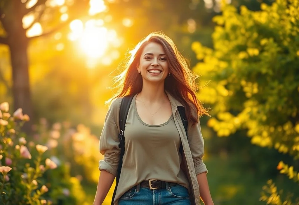 Confident young adult walking with purpose and peace — Boosting Life Quality NoBullSwipe style